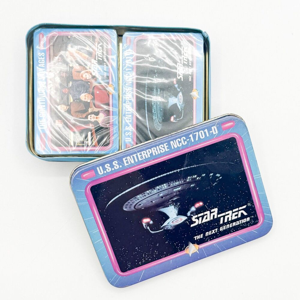 Star Trek The Next Generation ENESCO Playing Cards in Tin 1992 USS Enterprise